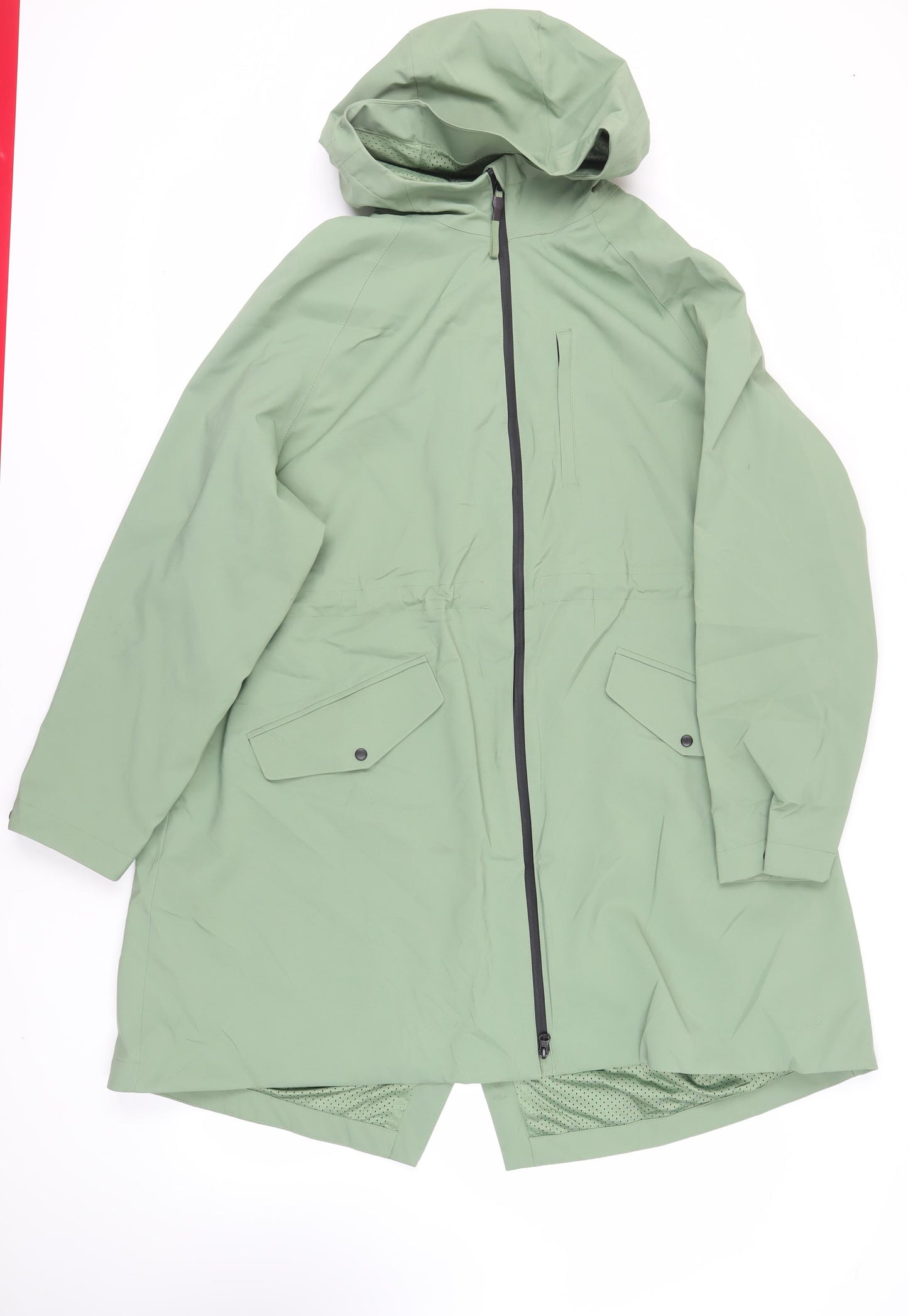 GOODMOVE Womens Green Rain Coat Coat Size 22 Zip - Hooded
