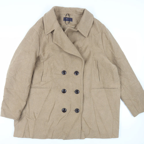Marks and Spencer Womens Beige Pea Coat Coat Size 22 Button