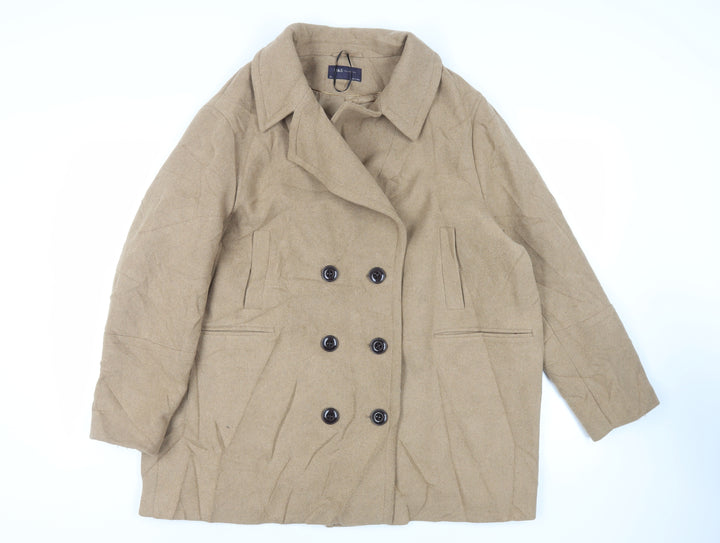 Marks and Spencer Womens Beige Pea Coat Coat Size 22 Button
