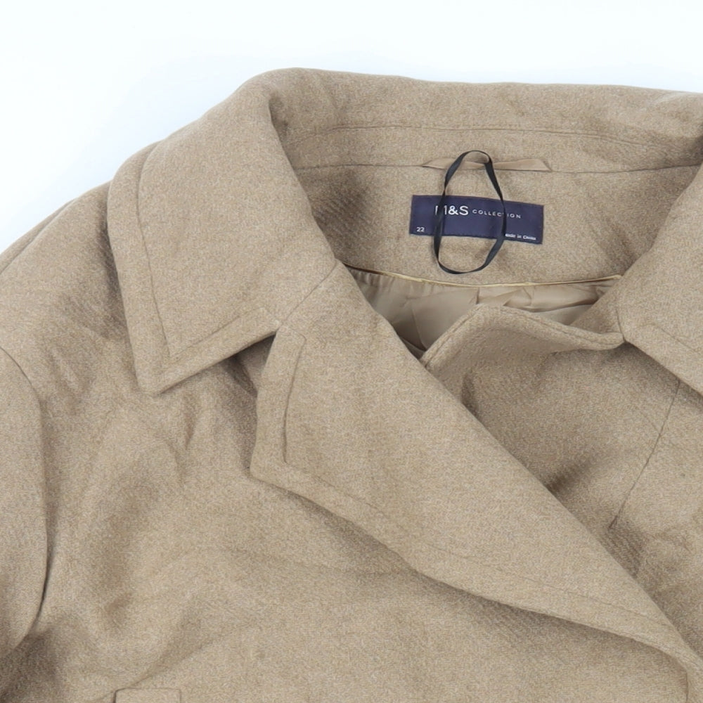 Marks and Spencer Womens Beige Pea Coat Coat Size 22 Button