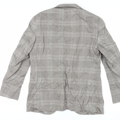 Marks and Spencer Mens Beige Plaid Cotton Jacket Suit Jacket Size 42 Regular