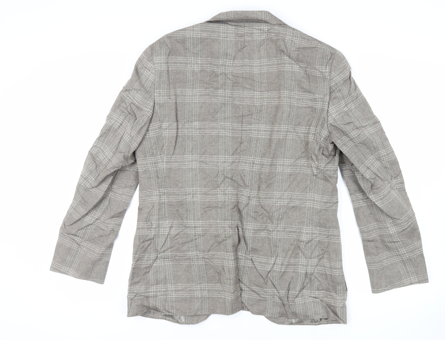 Marks and Spencer Mens Beige Plaid Cotton Jacket Suit Jacket Size 42 Regular
