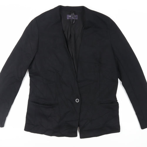 Marks and Spencer Womens Black Jacket Blazer Size 14 Button