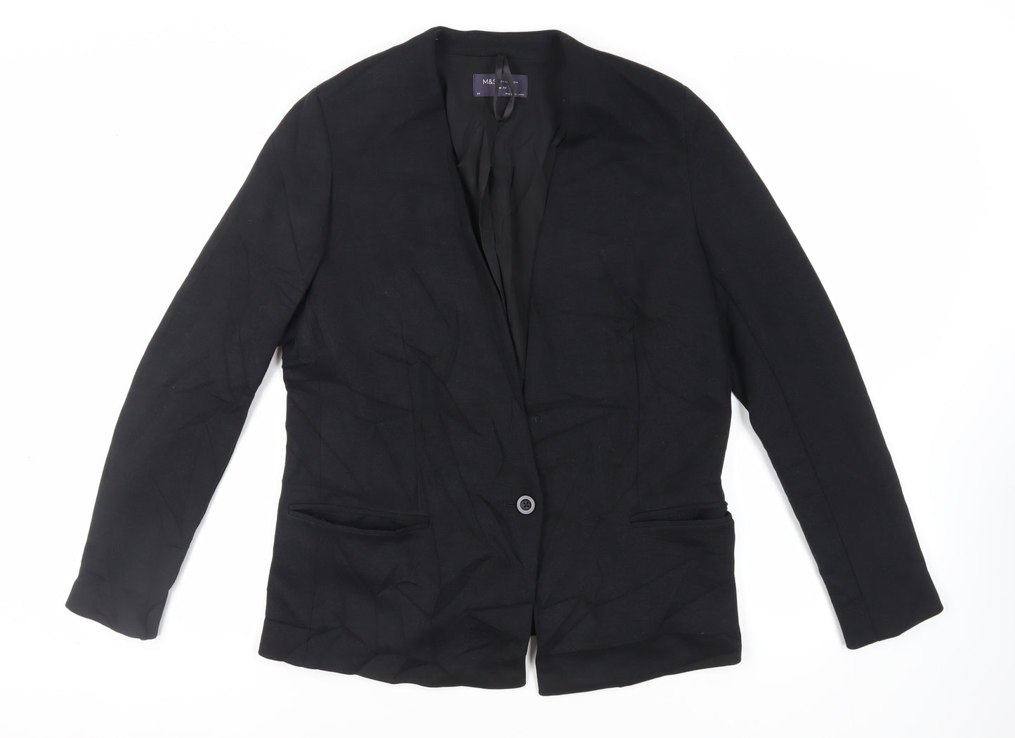 Marks and Spencer Womens Black Jacket Blazer Size 14 Button