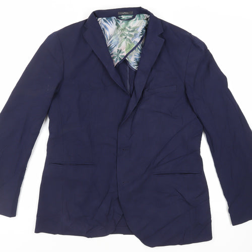 Marks and Spencer Mens Blue Polyester Jacket Blazer Size 42 Regular
