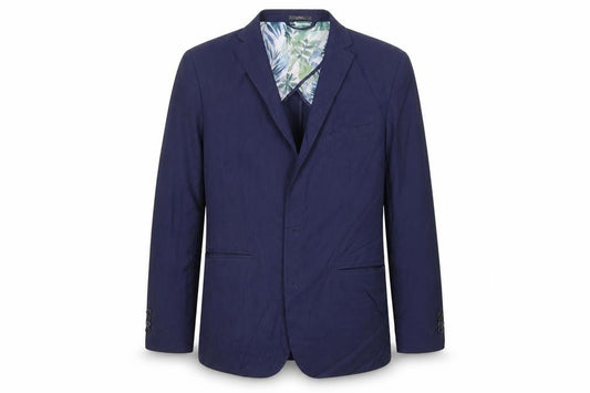 Front view of Marks & Spencer men’s blue polyester jacket blazer, size 42, regular