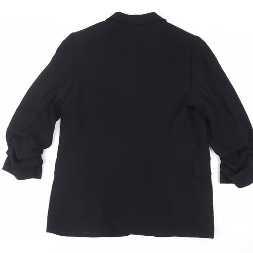 Marks and Spencer Womens Black Jacket Blazer Size 12 - Open Ruched Sleeve