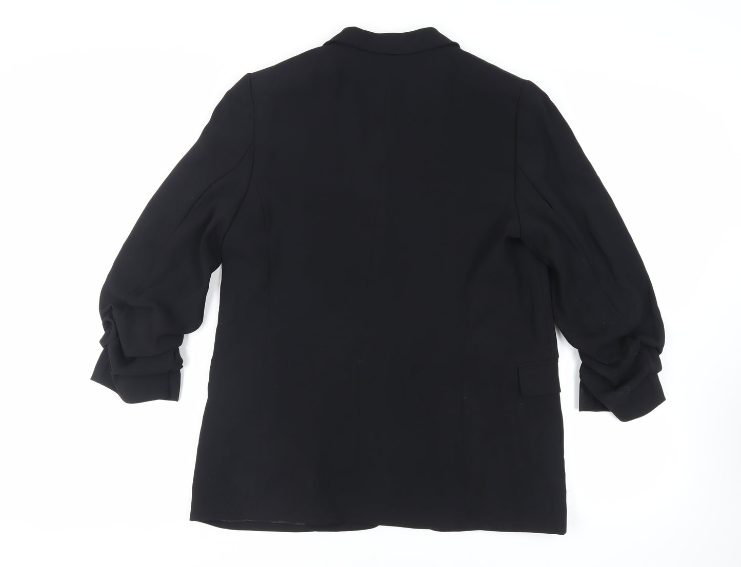 Marks and Spencer Womens Black Jacket Blazer Size 12 - Open Ruched Sleeve