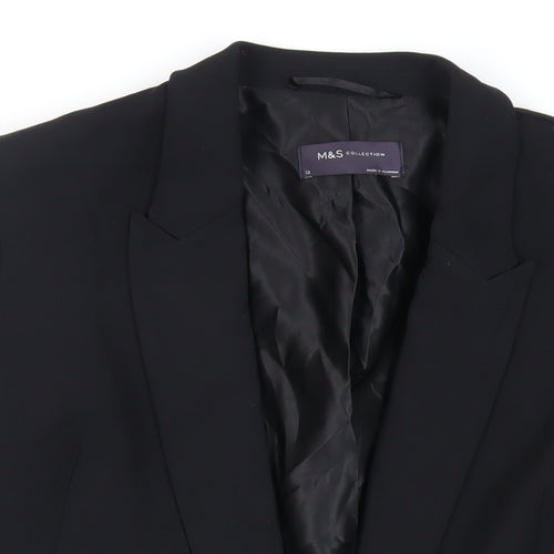 Marks and Spencer Womens Black Jacket Blazer Size 12 - Open Ruched Sleeve