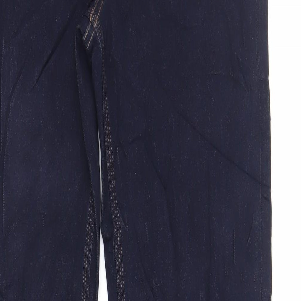 Marks and Spencer Womens Blue Cotton Straight Jeans Size 12 L33 in Regular Zip - Embellished Pockets
