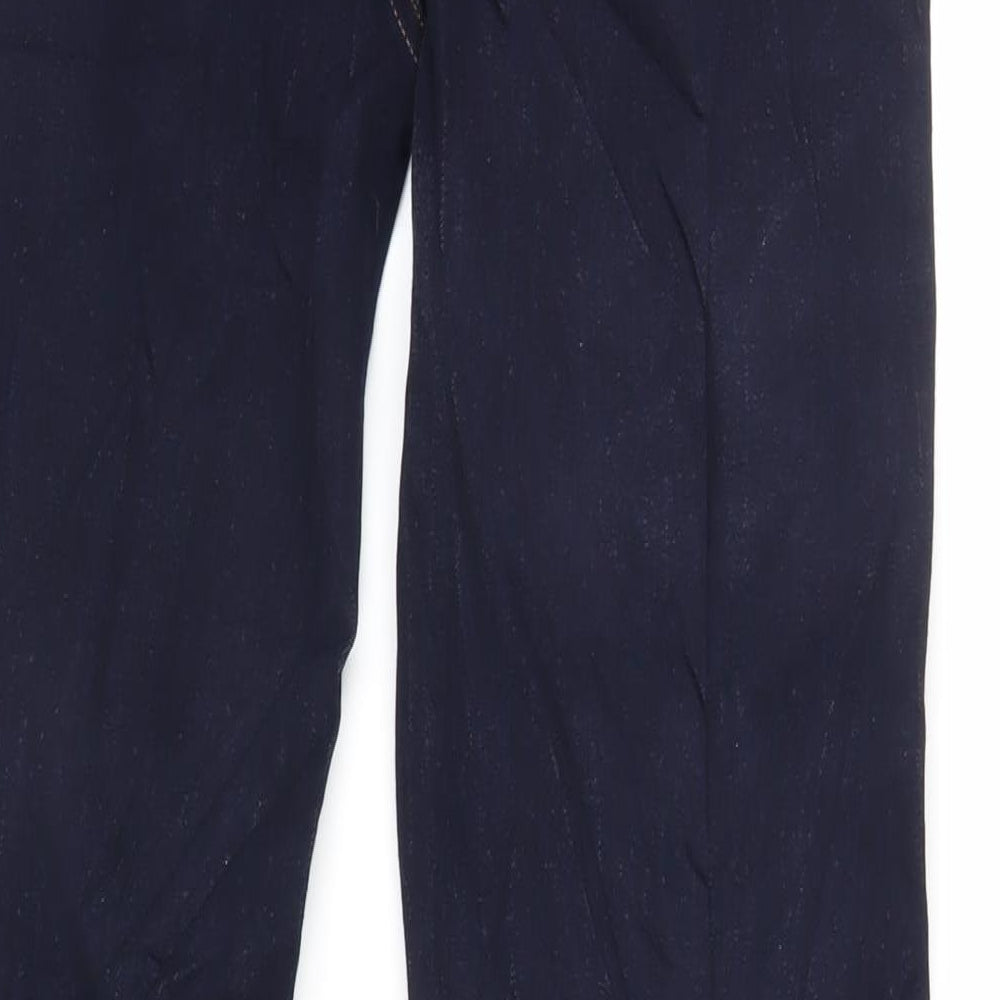 Marks and Spencer Womens Blue Cotton Straight Jeans Size 12 L33 in Regular Zip - Embellished Pockets