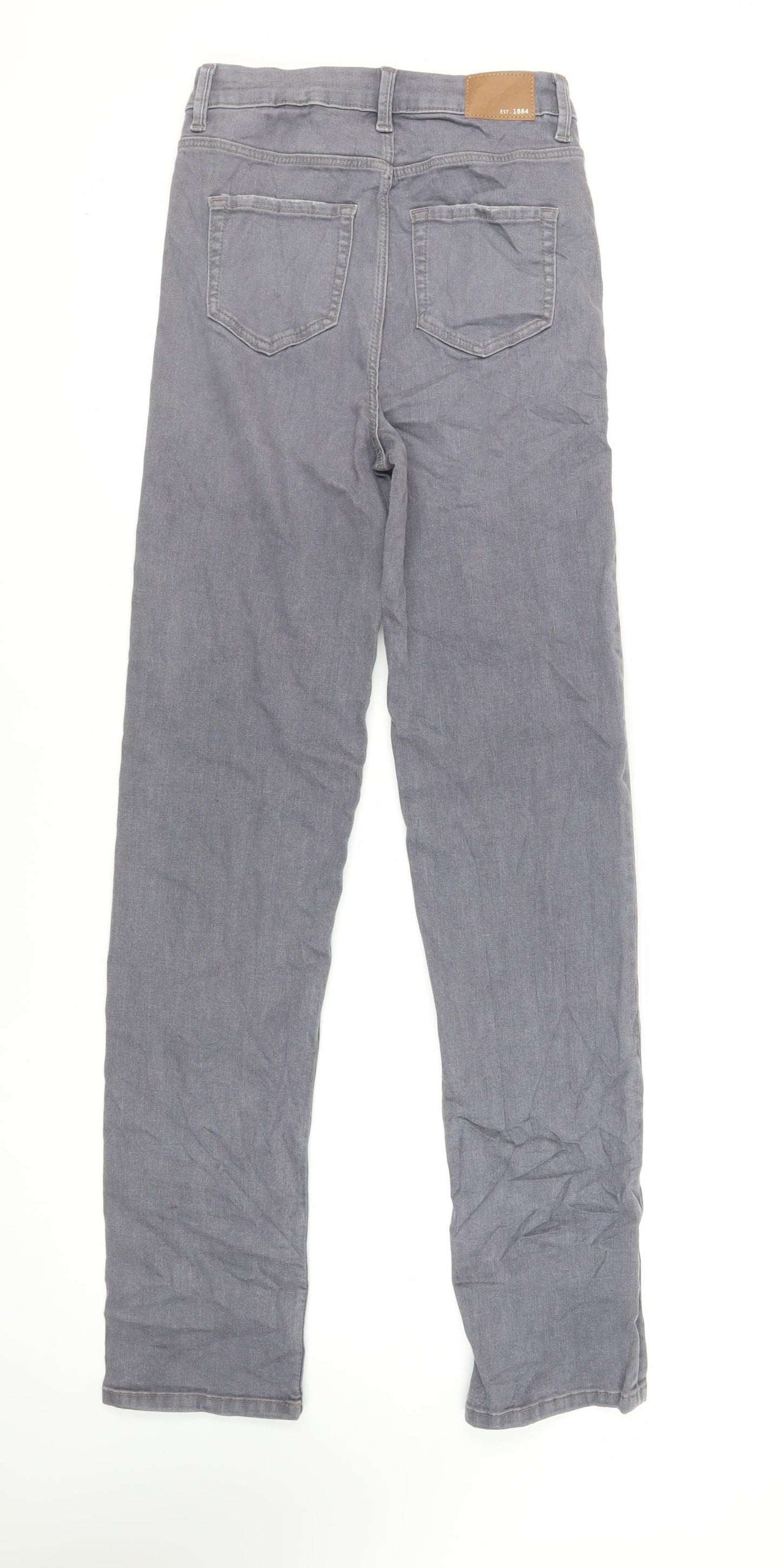 Marks and Spencer Womens Grey Cotton Straight Jeans Size 8 L32 in Regular Zip - Long Lenght