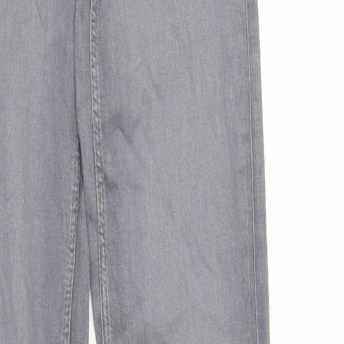 Marks and Spencer Womens Grey Cotton Straight Jeans Size 8 L32 in Regular Zip - Long Lenght