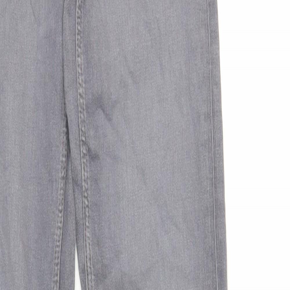 Marks and Spencer Womens Grey Cotton Straight Jeans Size 8 L32 in Regular Zip - Long Lenght