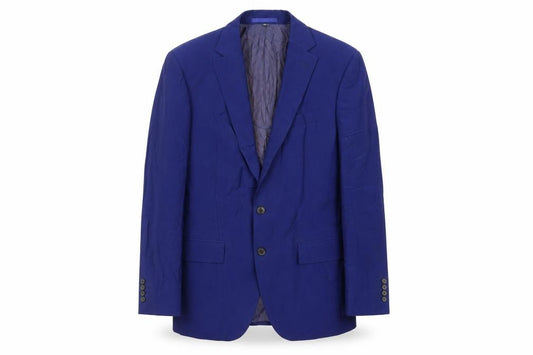 Front view of Marks & Spencer men’s blue wool jacket suit jacket, size 38, regular