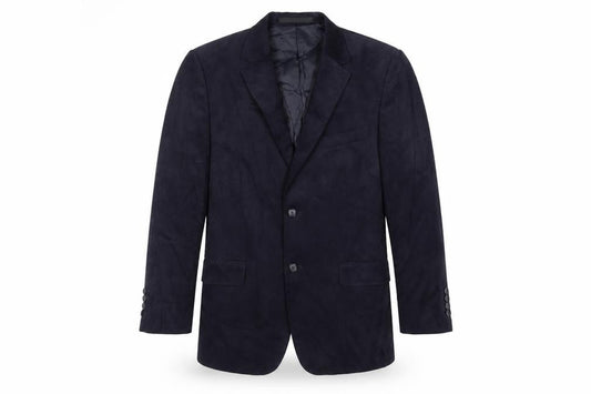 Front view of Marks & Spencer men’s blue polyester jacket blazer, size 40, regular