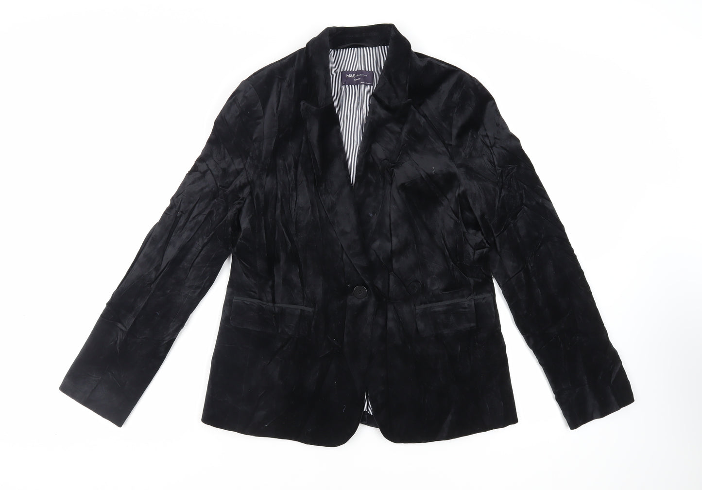 Marks and Spencer Womens Black Jacket Blazer Size 12 Button
