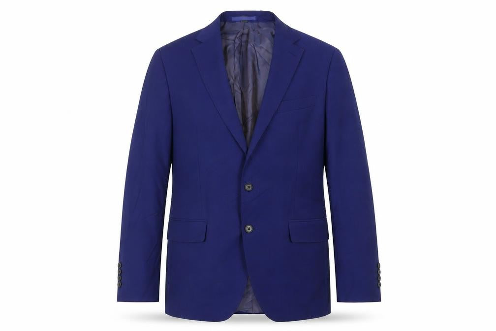 Front view of Marks & Spencer men’s blue wool jacket suit jacket, size 40, regular
