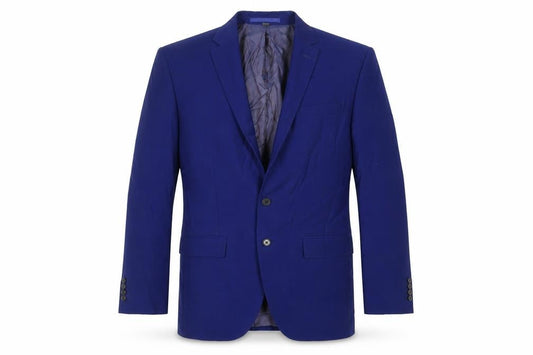 Front view of Marks & Spencer men’s blue wool jacket suit jacket, size 38, regular