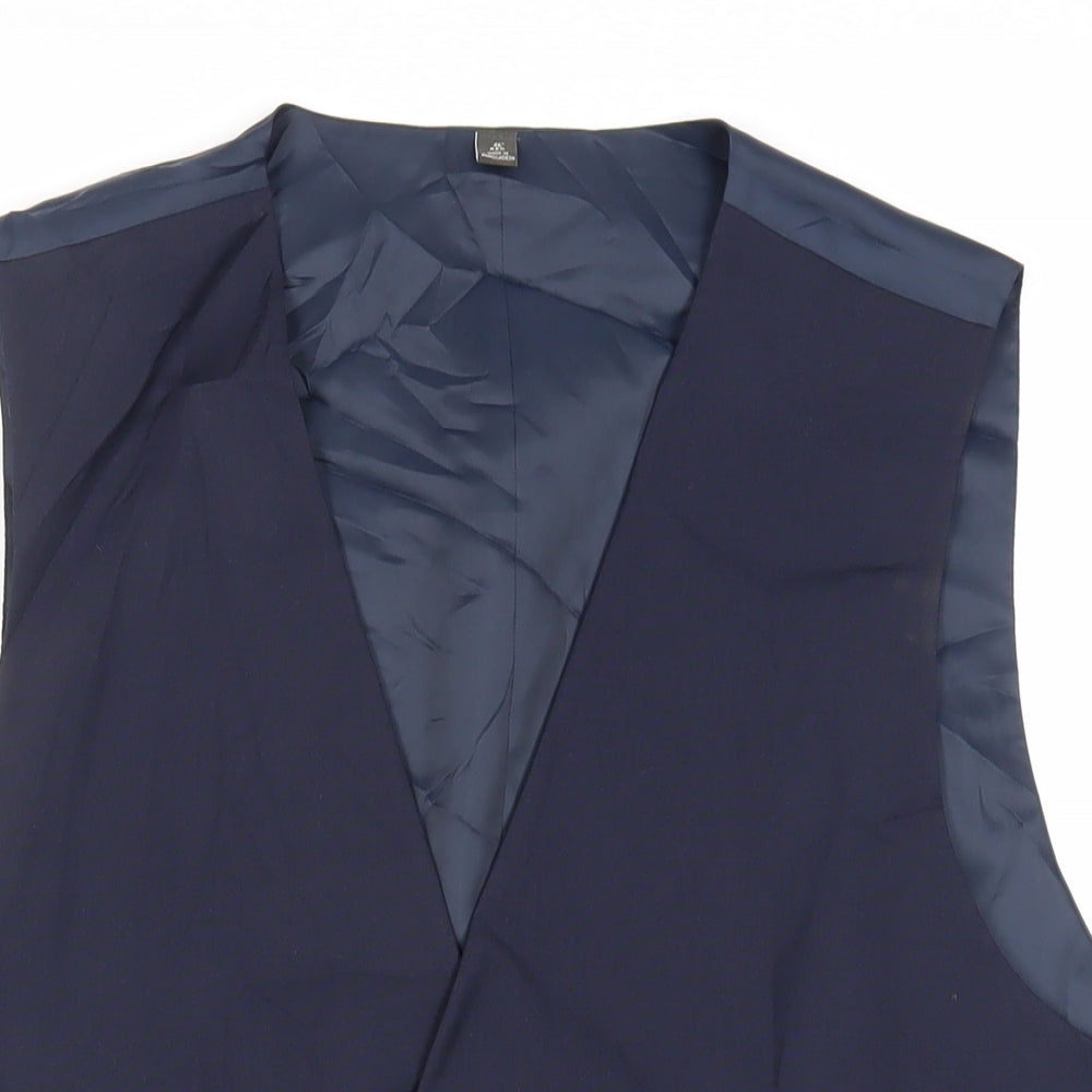 Marks and Spencer Mens Blue Polyester Jacket Suit Waistcoat Size 46 Regular