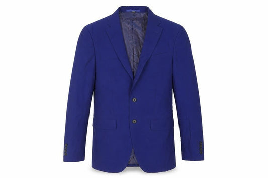 Front view of Marks & Spencer men’s blue wool jacket suit jacket, size 38, regular