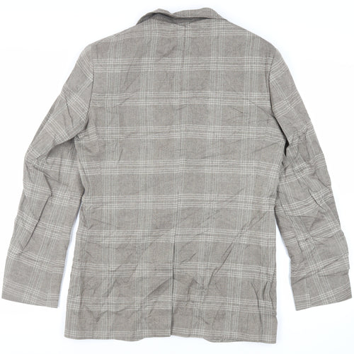 Marks and Spencer Mens Beige Plaid Cotton Jacket Blazer Size 38 Regular