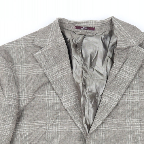 Marks and Spencer Mens Beige Plaid Cotton Jacket Blazer Size 38 Regular