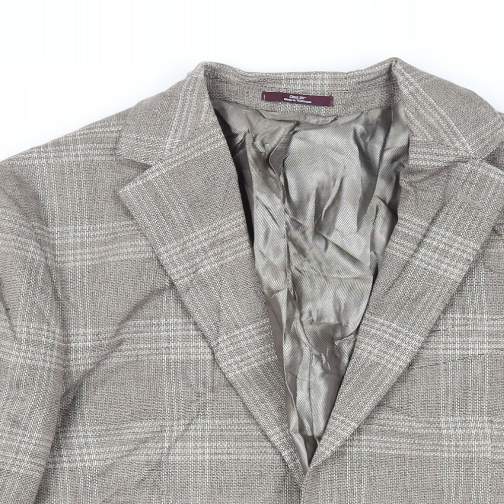 Marks and Spencer Mens Beige Plaid Cotton Jacket Blazer Size 38 Regular