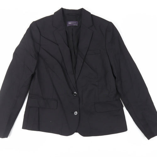 Marks and Spencer Womens Black Jacket Blazer Size 10 Button