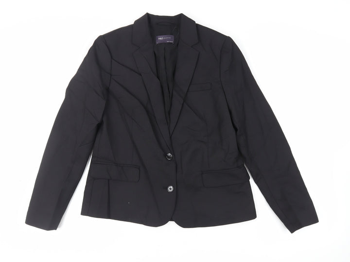 Marks and Spencer Womens Black Jacket Blazer Size 10 Button