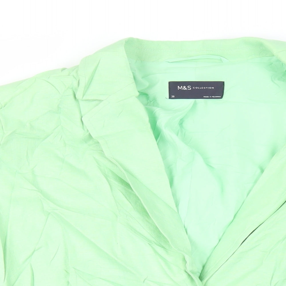 Marks and Spencer Womens Green Jacket Blazer Size 20 Button