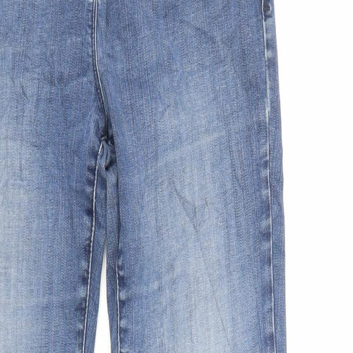 Marks and Spencer Womens Blue Cotton Straight Jeans Size 14 L28 in Regular Zip