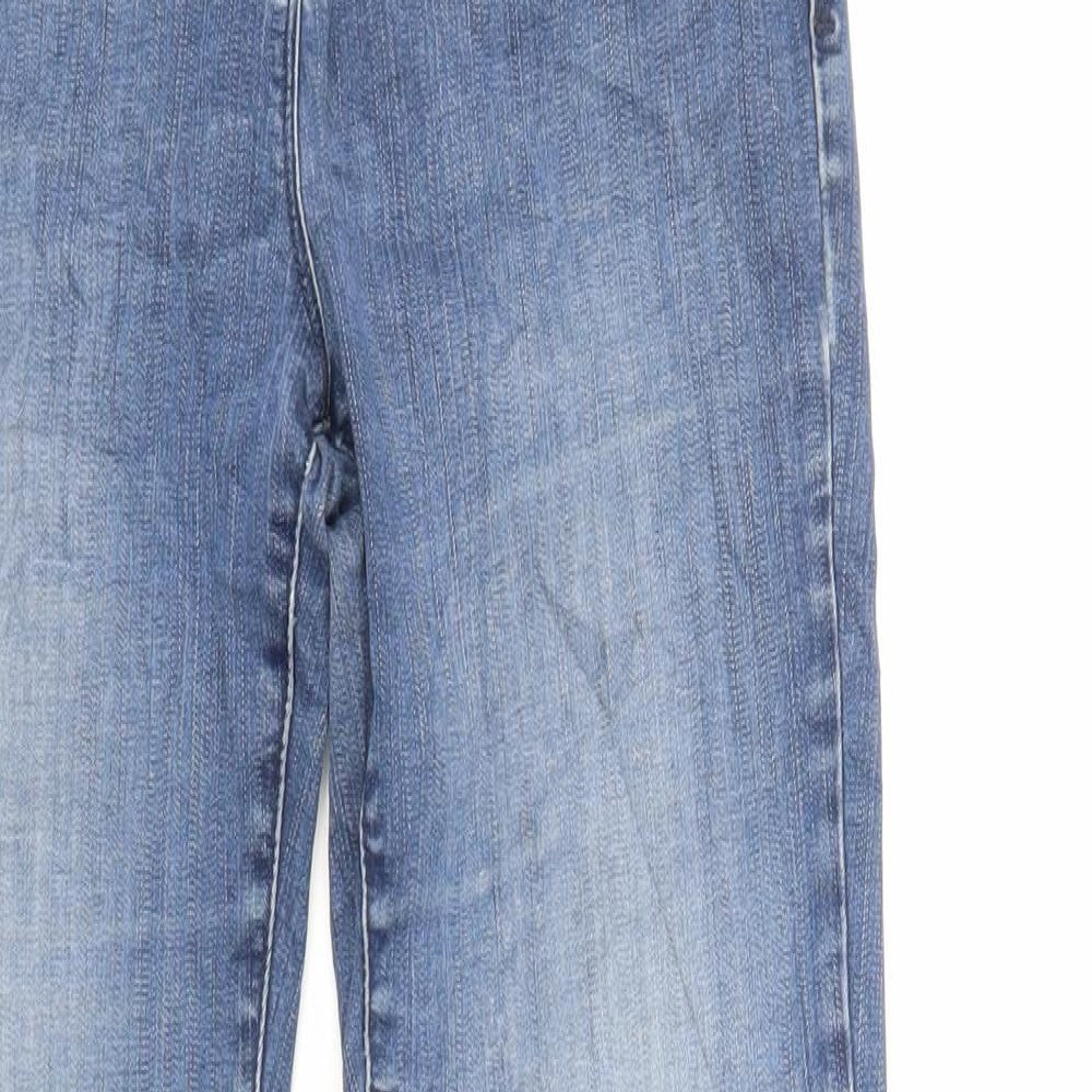 Marks and Spencer Womens Blue Cotton Straight Jeans Size 14 L28 in Regular Zip