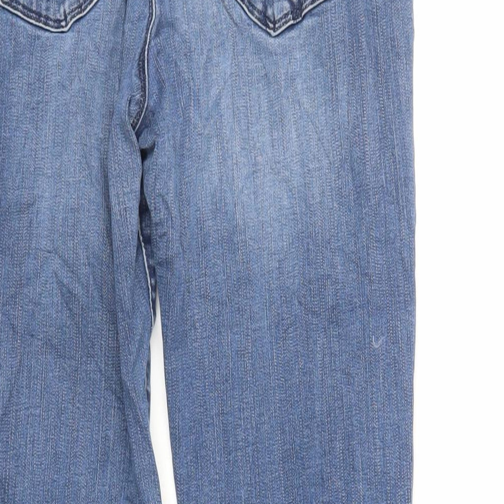 Marks and Spencer Womens Blue Cotton Straight Jeans Size 14 L28 in Regular Zip