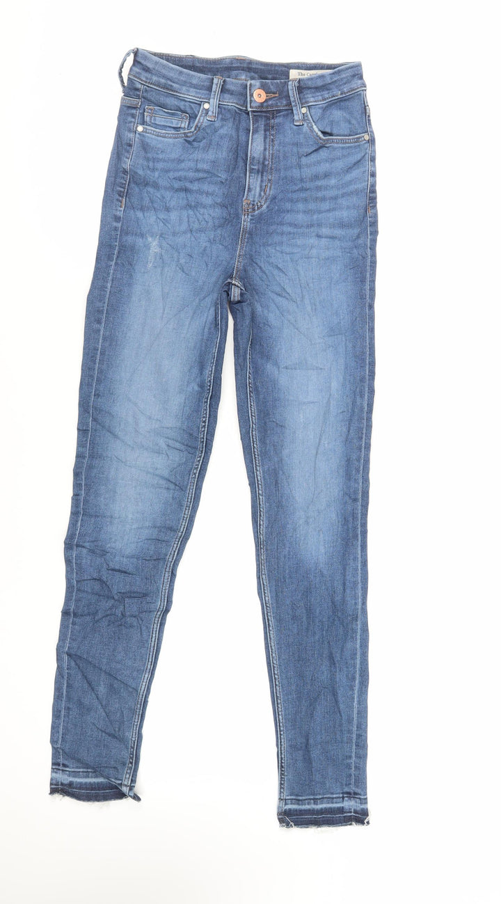 Marks and Spencer Womens Blue Cotton Skinny Jeans Size 6 L29 in Regular Zip - Raw Hem