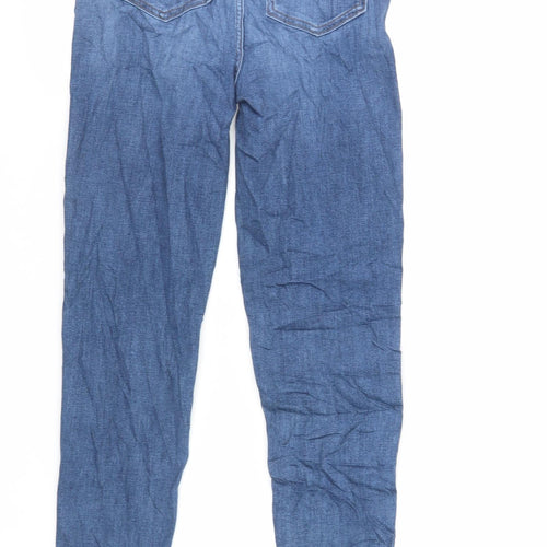Marks and Spencer Womens Blue Cotton Skinny Jeans Size 6 L29 in Regular Zip - Raw Hem
