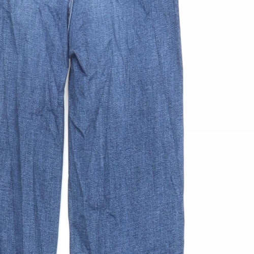 Marks and Spencer Womens Blue Cotton Skinny Jeans Size 6 L29 in Regular Zip - Raw Hem
