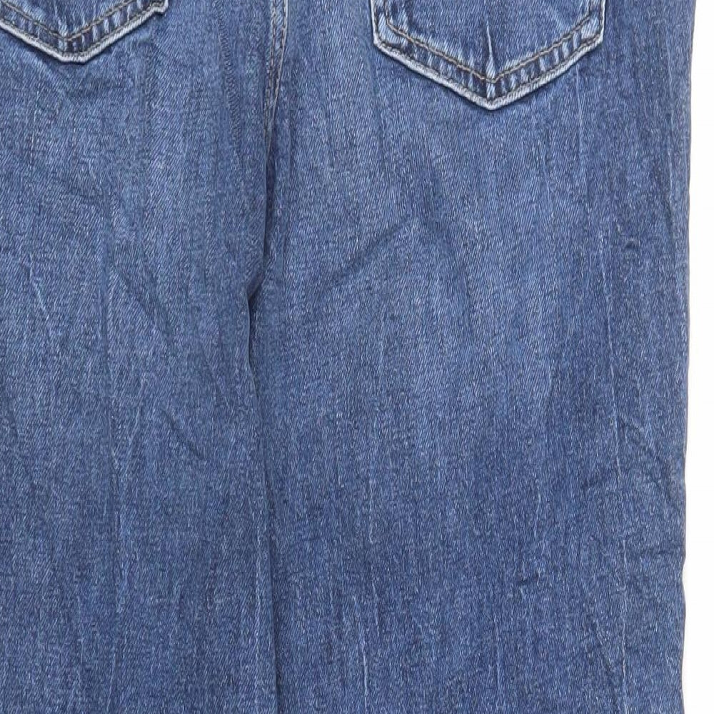 Marks and Spencer Womens Blue Cotton Straight Jeans Size 14 L28 in Regular Zip