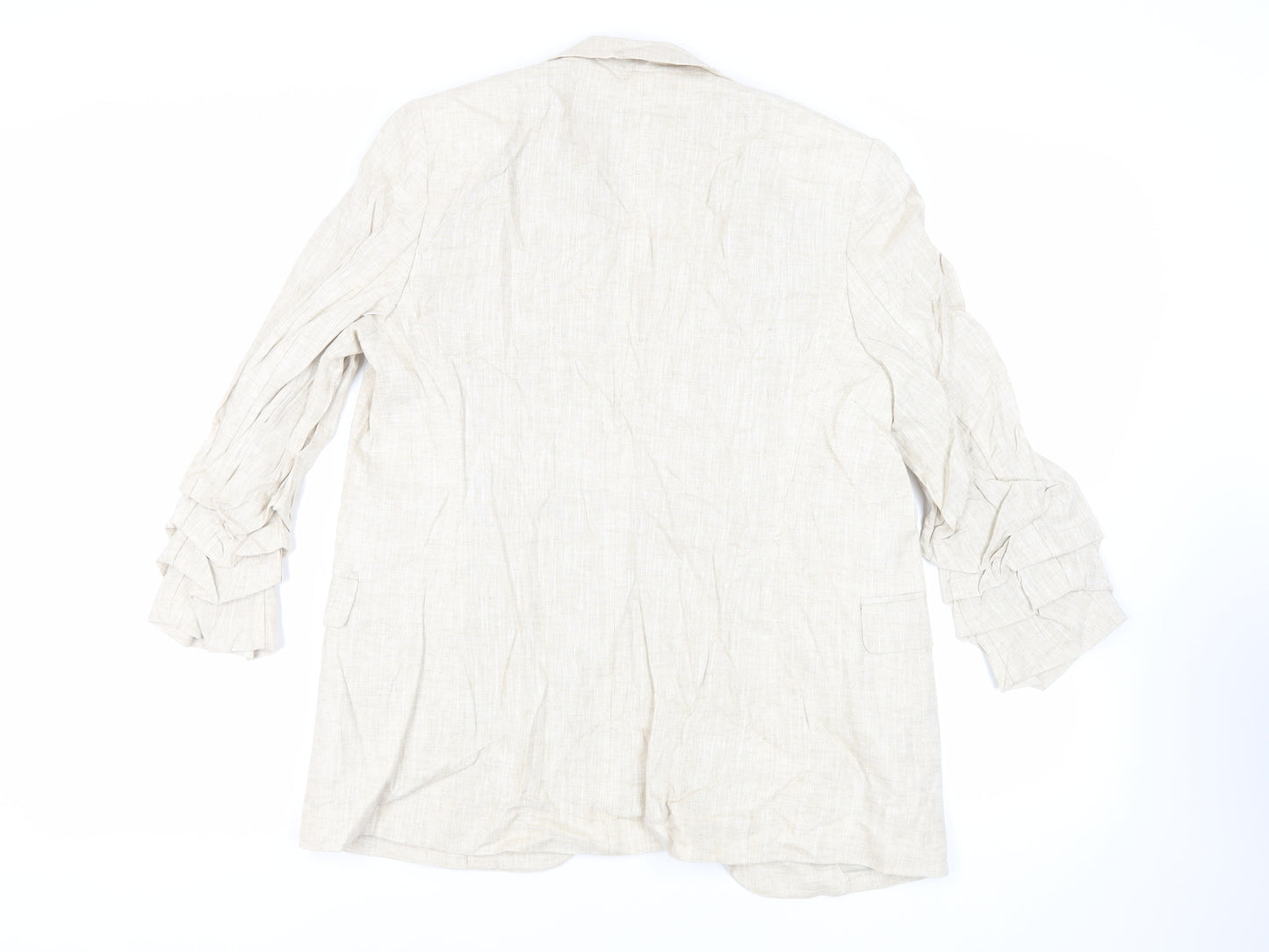 Marks and Spencer Womens Beige Jacket Blazer Size 12 - Open Ruched Sleeve