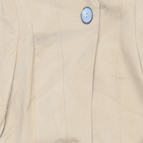 Marks and Spencer Womens Beige Overcoat Coat Size 14 Button - Belted