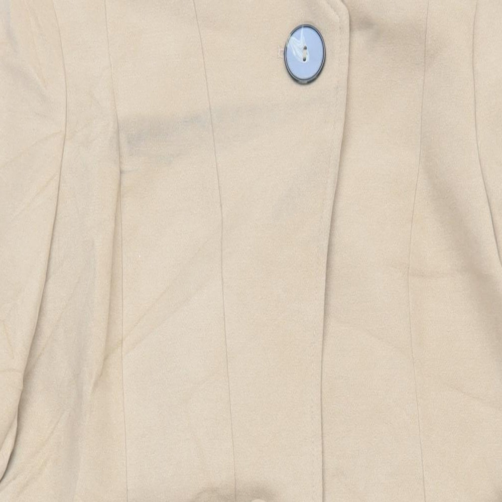 Marks and Spencer Womens Beige Overcoat Coat Size 14 Button - Belted