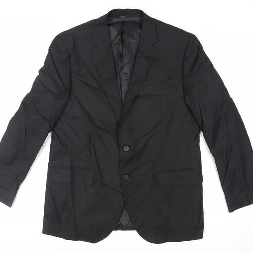 Marks and Spencer Mens Black Polyester Jacket Suit Jacket Size 42 Regular