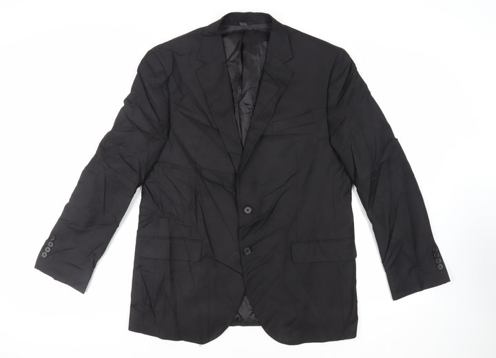 Marks and Spencer Mens Black Polyester Jacket Suit Jacket Size 42 Regular