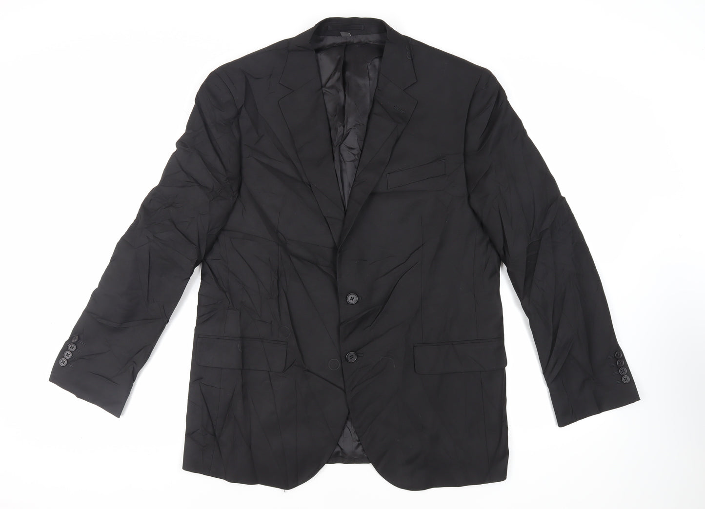 Marks and Spencer Mens Black Polyester Jacket Suit Jacket Size 42 Regular