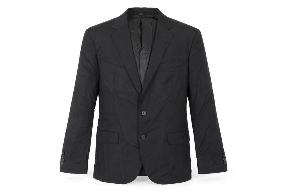 Front view of Marks & Spencer men’s black polyester jacket suit jacket, size 42, regular