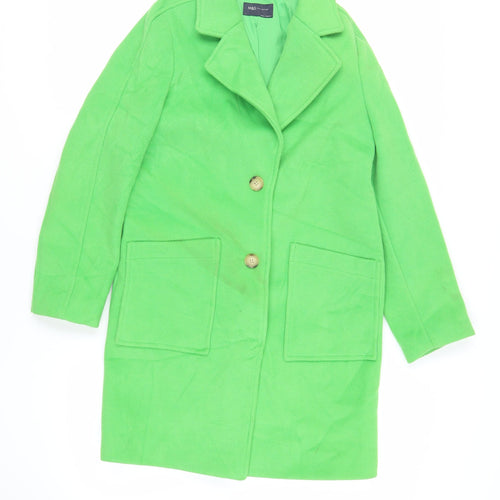 Marks and Spencer Womens Green Overcoat Coat Size 8 Button