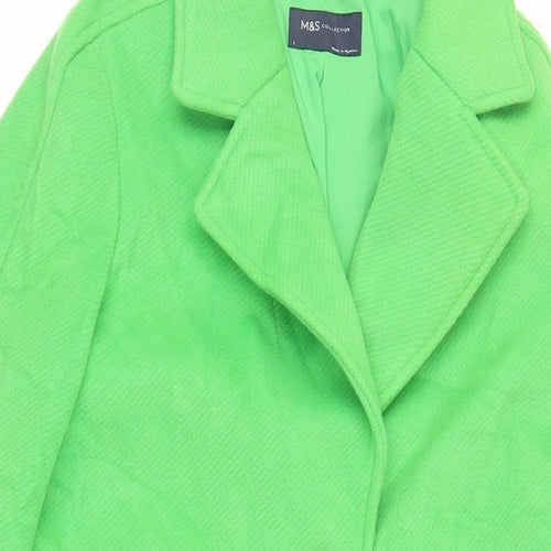 Marks and Spencer Womens Green Overcoat Coat Size 8 Button