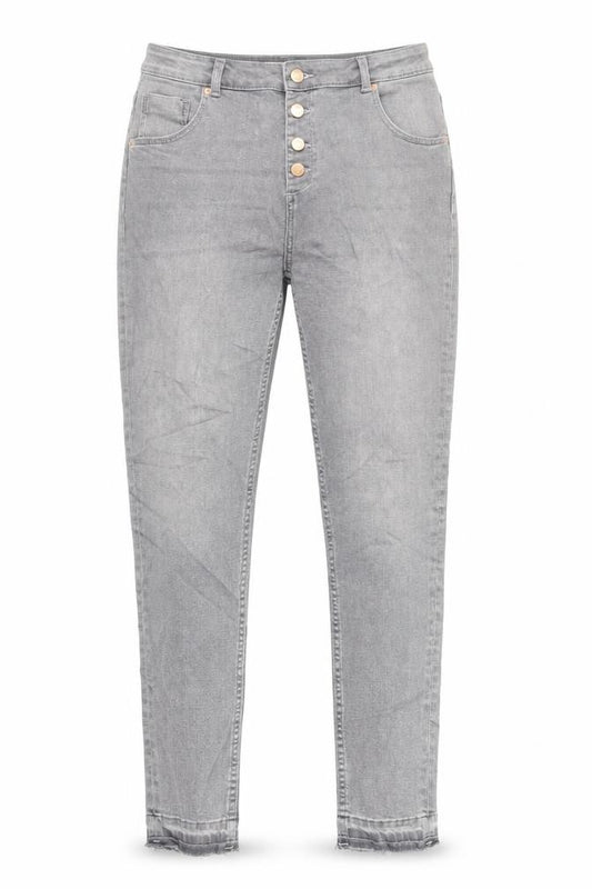 Marks and Spencer Girls Grey Cotton Skinny Jeans Size 13-14 Years Regular Button - Raw Hem