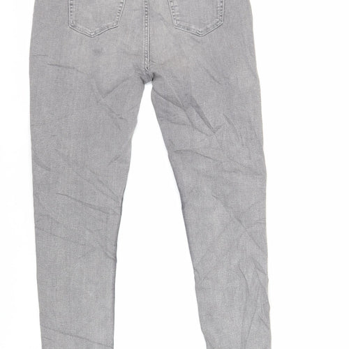 Marks and Spencer Girls Grey Cotton Skinny Jeans Size 13-14 Years Regular Button - Raw Hem