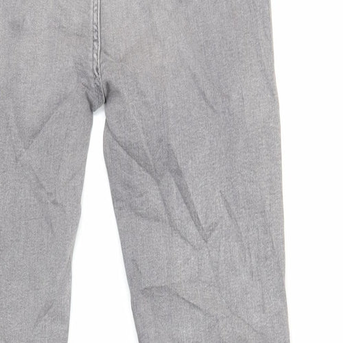 Marks and Spencer Girls Grey Cotton Skinny Jeans Size 13-14 Years Regular Button - Raw Hem